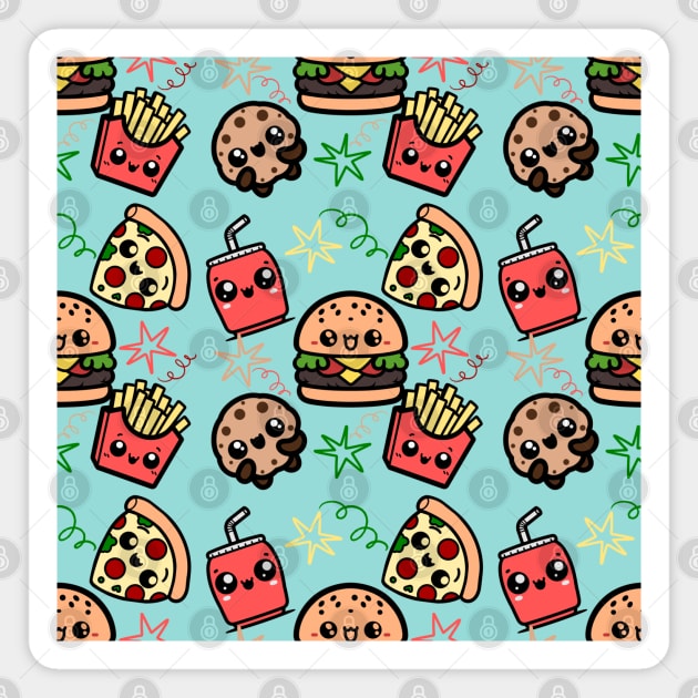 Kawaii Fast Food Pattern Magnet by KayBee Gift Shop